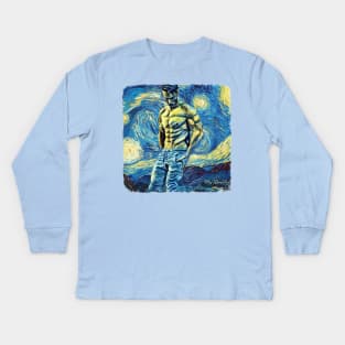 The Gym Man Van Gogh Style Kids Long Sleeve T-Shirt